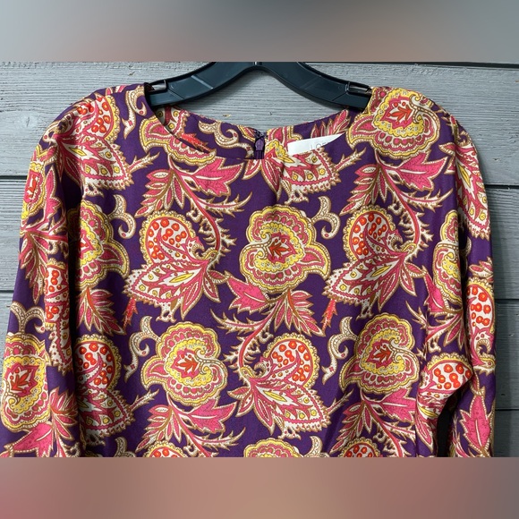 Ann Taylor LOFT Petites Purple Paisley Print Long Sleeved Midi Dress Sz XSP - Picture 8 of 16